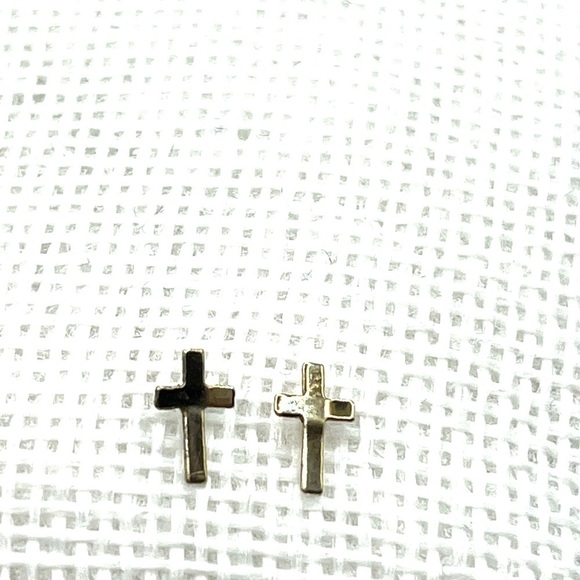Cross Earrings | Dainty 14K Gold Filled | Post Back | Tiny | Lightweight Pierced - Picture 9 of 12